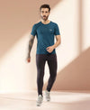 HiFlyers Men Regular Fit Polyster Pique Round Neck Half Sleev Tshirt Teal Blue