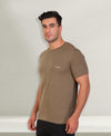 HiFlyers Men Slim Fit Self-Design Premium Melange Rn Tshirts Olive