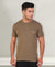 HiFlyers Men Slim Fit Self-Design Premium Melange Rn Tshirts Olive