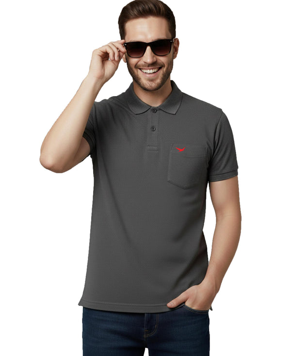 HiFlyers Men'S Solid Tshirts With Pocket Anthra