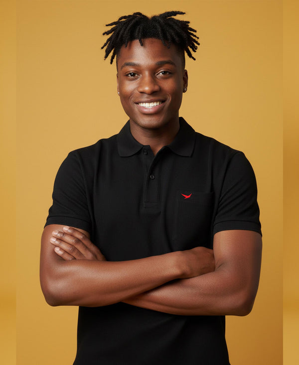 HiFlyers Men'S Solid Tshirts With Pocket Black