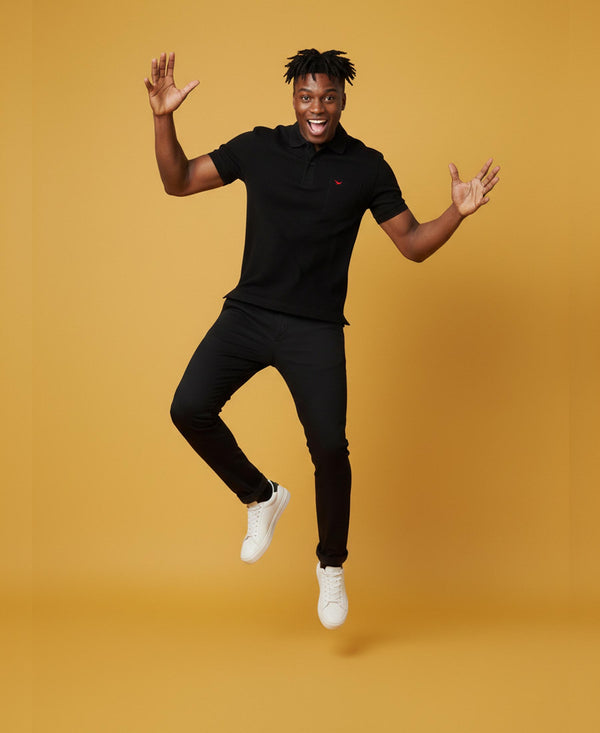 HiFlyers Men'S Solid Tshirts With Pocket Black