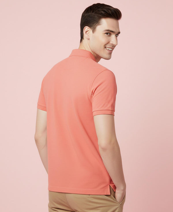 HiFlyers Men'S Solid Regular Fit Polo T-Shirt With Pocket -Cherry