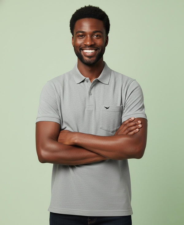 HiFlyers Men'S Solid Tshirts With Pocket Grey