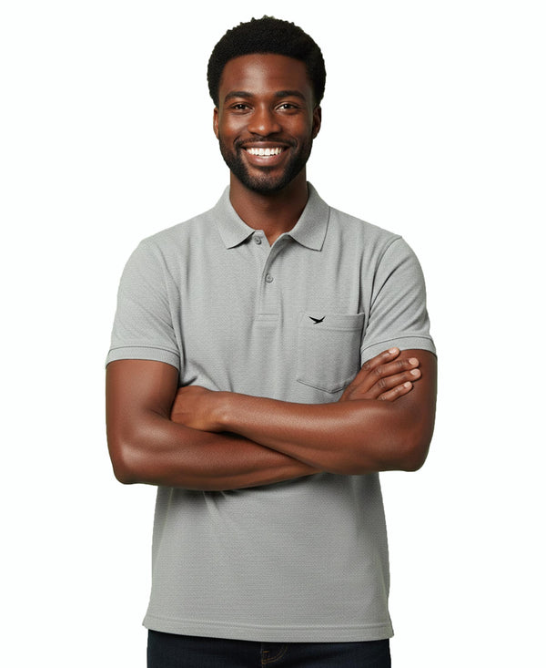 HiFlyers Men'S Solid Tshirts With Pocket Grey