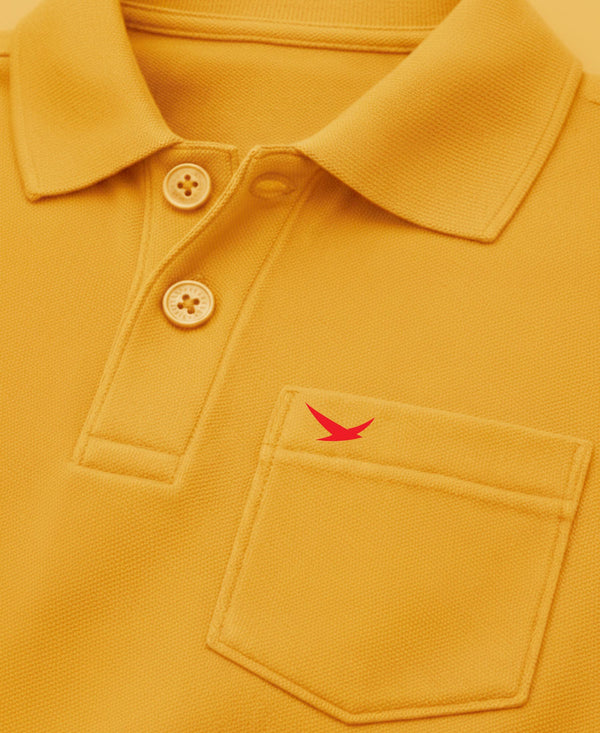HiFlyers Men'S Solid Tshirts With Pocket Mustard
