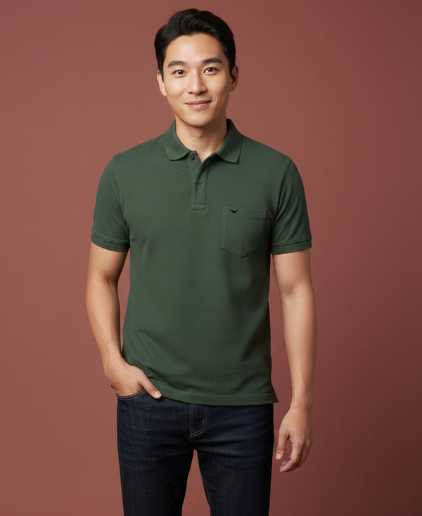 HiFlyers Men'S Solid Tshirts With Pocket Olive