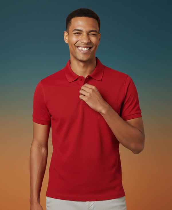 HiFlyers Men'S Solid Tshirts With Pocket Red