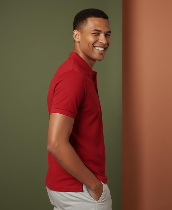 HiFlyers Men'S Solid Tshirts With Pocket Red