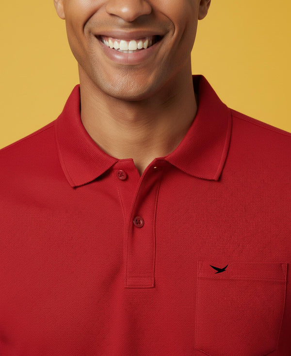 HiFlyers Men'S Solid Tshirts With Pocket Red