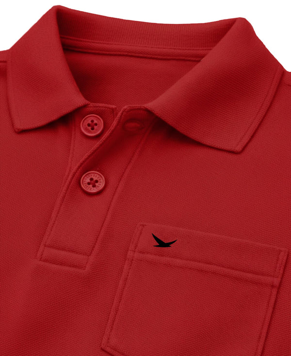 HiFlyers Men'S Solid Tshirts With Pocket Red