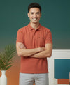 HiFlyers Men'S Solid Regular Fit Polo T-Shirt With Pocket -Red Melange