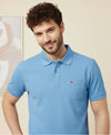 HiFlyers Men'S Solid Regular Fit Polo T-Shirt With Pocket -Sky Blue