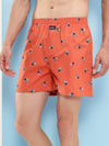 Hiflyers Men Regular Fit Printed Super Combed Cotton Woven Boxer Short Pack Of 1 Orange