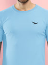 Hiflyers Men Regular Fit Polyster Pique Round Neck Half Sleev Tshirt Sky Blue