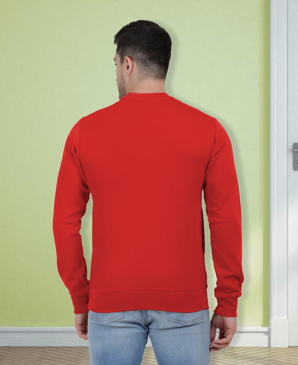 Hiflyers Men|Regular Fit|Chest Printed Cotton Fleece|Soft Stylish Casual Winter Wear Sweatshirt|Red