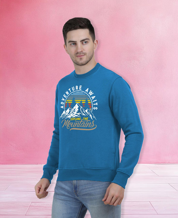 Hiflyers Men|Regular Fit|Chest Printed Cotton Fleece|Soft Stylish Casual Winter Wear Sweatshirt|Airforce