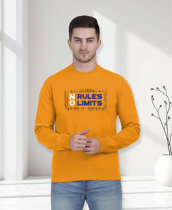 Hiflyers Men|Regular Fit|Chest Printed Cotton Fleece|Soft Stylish Casual Winter Wear Sweatshirt|Yellow