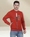 Hiflyers Men|Regular Fit|Chest Printed Cotton Fleece|Soft Stylish Casual Winter Wear Sweatshirt|Rust
