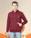 HiFlyers Men Maroon Cotton Fleece Smart FitSolid Sweatshirt With Hood