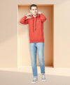 HiFlyers Men Rust Cotton Fleece Smart FitSolid Sweatshirt With Hood