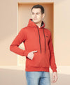 HiFlyers Men Rust Cotton Fleece Smart FitSolid Sweatshirt With Hood