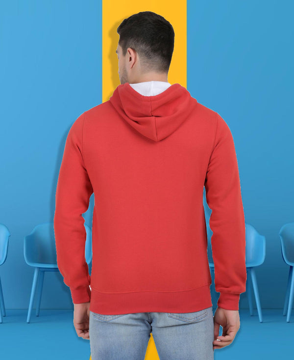 HiFlyers Mens Orange Regular Fit Printed Sweatshirt With Hood And Zipper