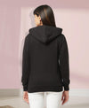 HiFlyers Women Black Cotton FleeceSolid Sweatshirt With Hood