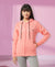 HiFlyers Women Coral Cotton FleeceSolid Sweatshirt With Hood