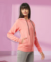 HiFlyers Women Coral Cotton FleeceSolid Sweatshirt With Hood