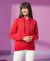 HiFlyers Women Red Cotton FleeceSolid Sweatshirt With Hood