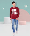 HiFlyers Full Sleeve Printed Men Sweatshirt-Maroon