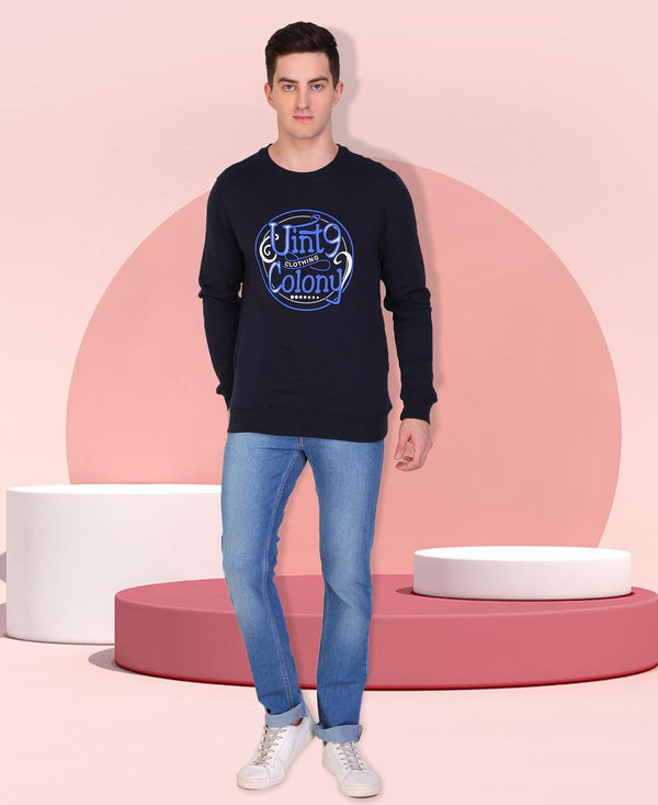 HiFlyers Full Sleeve Printed Men Sweatshirt-Navy