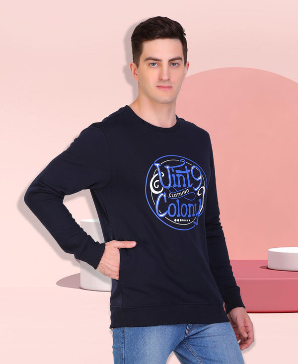 HiFlyers Full Sleeve Printed Men Sweatshirt-Navy