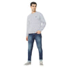 Hiflyers Men Slim Fit Solid Cotton Fleece Sweatshirt -Grey