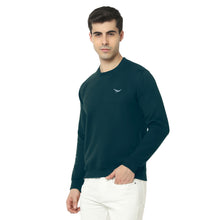 Hiflyers Men Slim Fit Solid Cotton Fleece Sweatshirt -Dark Green