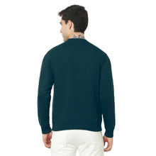 Hiflyers Men Slim Fit Solid Cotton Fleece Sweatshirt -Dark Green