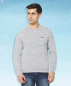 HiFlyers Men Slim Fit Solid Cotton Fleece Sweatshirt -Grey