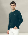 HiFlyers Men Slim Fit Solid Cotton Fleece Sweatshirt -Dark Green
