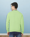 HiFlyers Men Slim Fit Solid Cotton Fleece Sweatshirt -Pista Green
