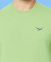 HiFlyers Men Slim Fit Solid Cotton Fleece Sweatshirt -Pista Green