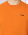 HiFlyers Mens Orange Slim Fit Solid Cotton Fleece Sweatshirt