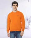 HiFlyers Mens Orange Slim Fit Solid Cotton Fleece Sweatshirt