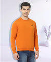 HiFlyers Mens Orange Slim Fit Solid Cotton Fleece Sweatshirt