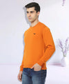 HiFlyers Mens Orange Slim Fit Solid Cotton Fleece Sweatshirt