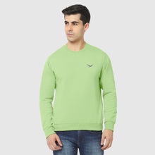 Hiflyers Men Slim Fit Solid Cotton Fleece Sweatshirt -Pista Green