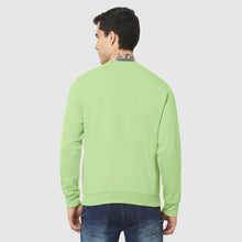 Hiflyers Men Slim Fit Solid Cotton Fleece Sweatshirt -Pista Green