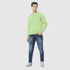 Hiflyers Men Slim Fit Solid Cotton Fleece Sweatshirt -Pista Green