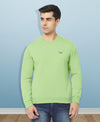 HiFlyers Men Slim Fit Solid Cotton Fleece Sweatshirt -Pista Green