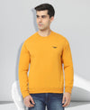 HiFlyers Mens Yellow Slim Fit Solid Cotton Fleece Sweatshirt